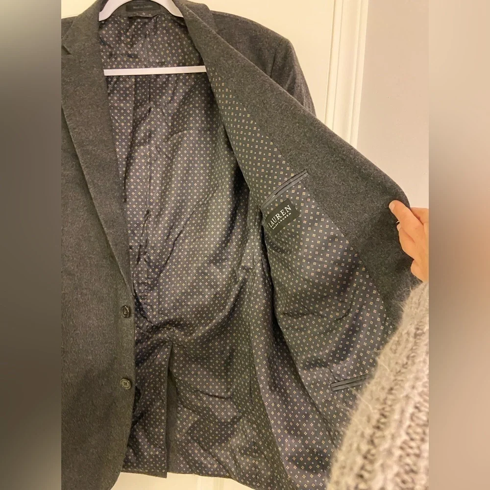 RALPH Lauren Black Label Mens Jordan Wool/silk Solid gray Sportcoat Blazer 44L